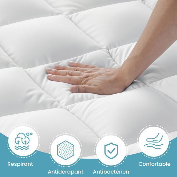 BedStory Matrasoplegger 140x190 cm, 5 cm dikke vezelmatrasoplegger, zacht, anti-mijt, ademend, 2 personen