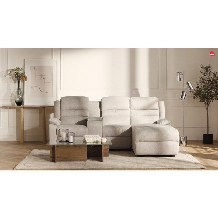 Canapé d'angle droit relax en tissu anthracite MACEDONIA