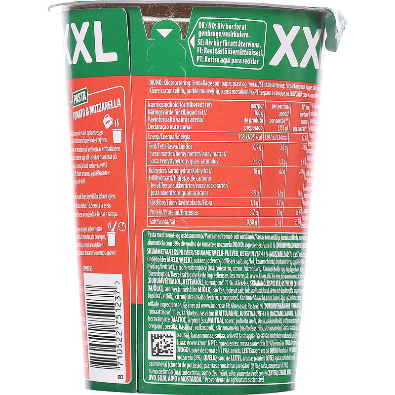 Knorr Tomaat & mozzarella grote snackverpakking 93 g Knorr
