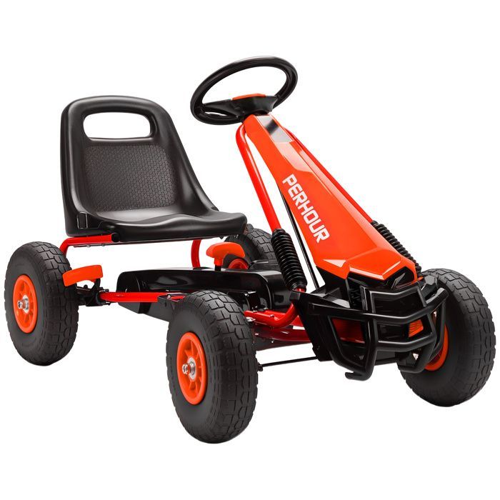 Kart à pédales - Go-Kart pour enfants - AIYAPLAY - siège réglable, pneus EVA, embrayage manuel et frein - 110 x 61 x 62 cm - rouge