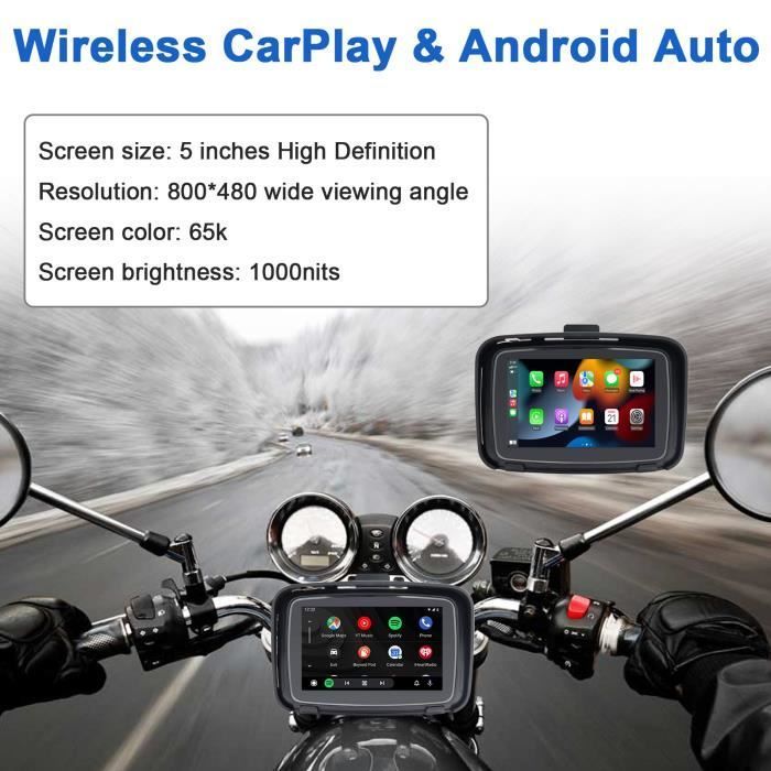 GPS portatile per moto PRUMYA - 5 pollici - Impermeabile IPX7 - Bluetooth 5.0 - Compatibile con CarPlay/Android Auto