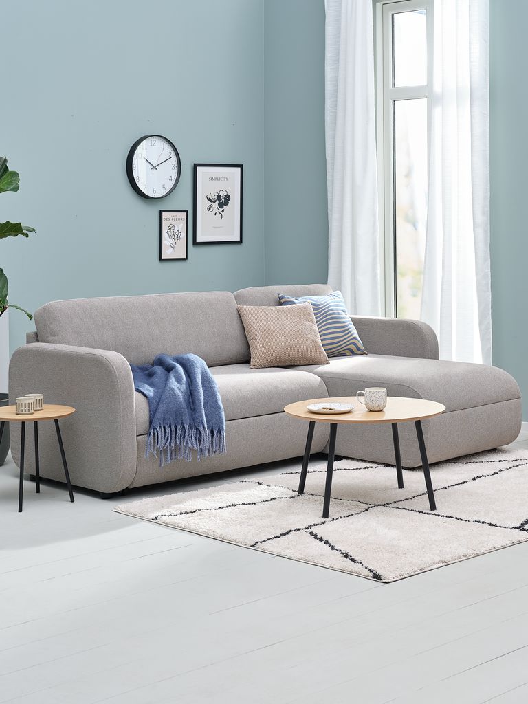 MOMMARK sofa-lova su šezlongu MOMMARK smėlio spalvos audinys