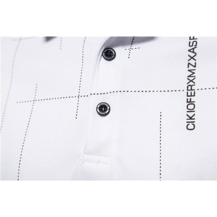 Men's Summer Printed Short Sleeve Casual Fashion Polo Shirt - Black - INSFITY - Slim Fit - Adult