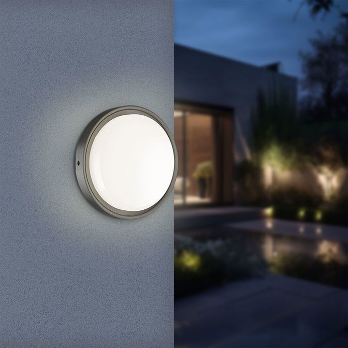 Applique murale ronde LED 18W Noir 3en1 IP65 détecteur