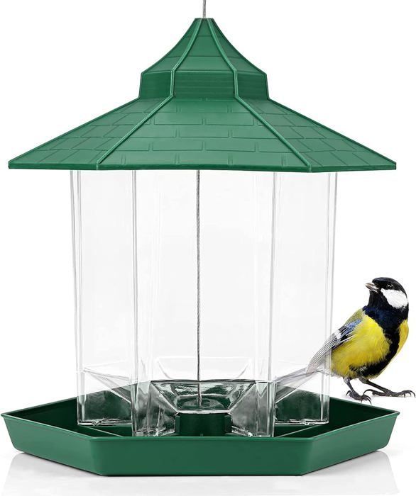 Comedero colgante para pájaros de exterior - Impermeable - Comedero para pájaros de exterior con dispensador de semillas