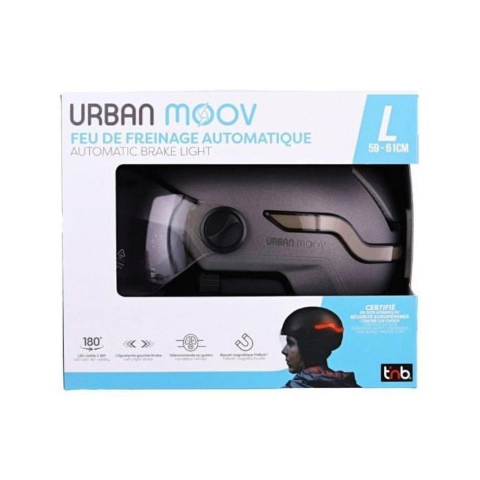 Casco da bici Tnb URBAN MOOV VIZION LED con luce freno automatica - Grigio - L