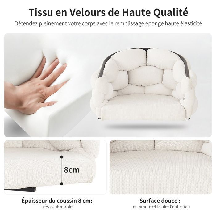 Set van 6 luxe fluwelen stoelen, draaibare stoelen, 360° rotatie, moderne loungestoelen, bubbelstoelen, beige