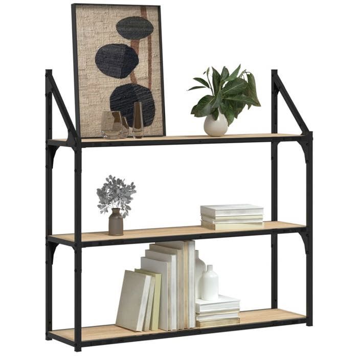 vidaXL Étagère murale 3 niveaux chêne sonoma 80x21x78,5 cm 835455
