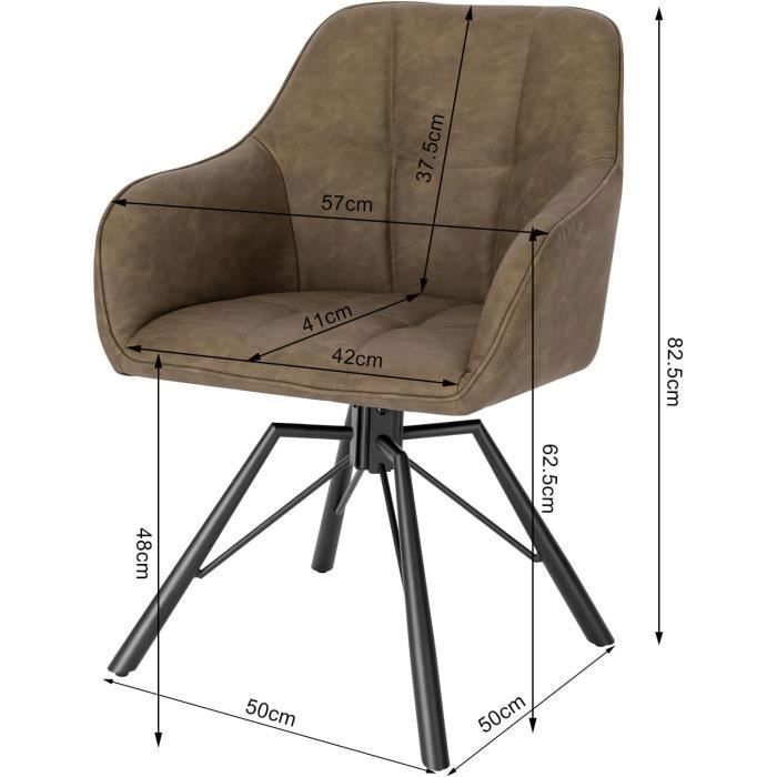Silla giratoria WOLTU 360°, juego de 4, silla de comedor escandinava, sillón de piel sintética vintage, marrón W0ATT0029-4