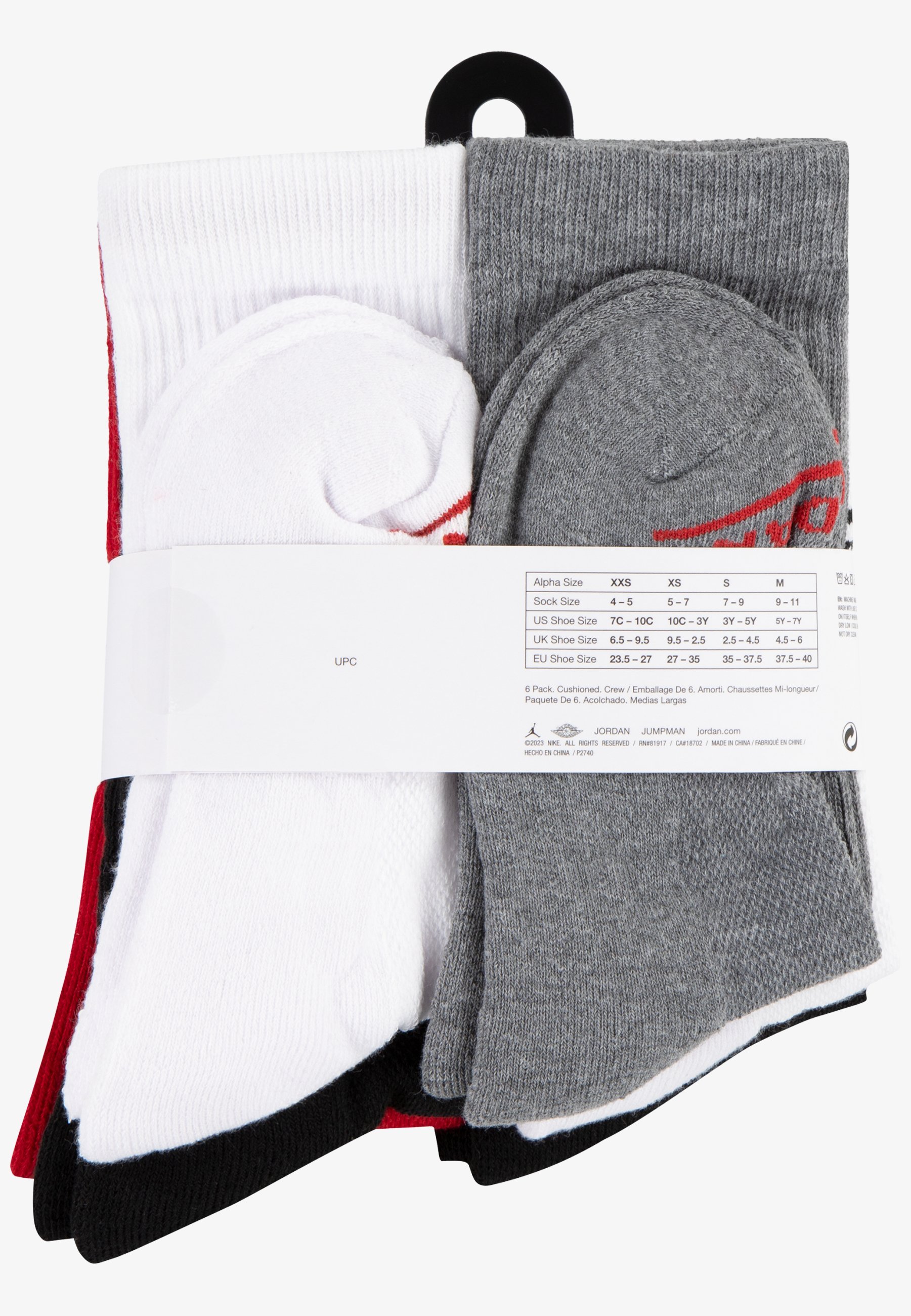 Jordan LEGEND CREW 6 PACK - Sportsokker - black/grey