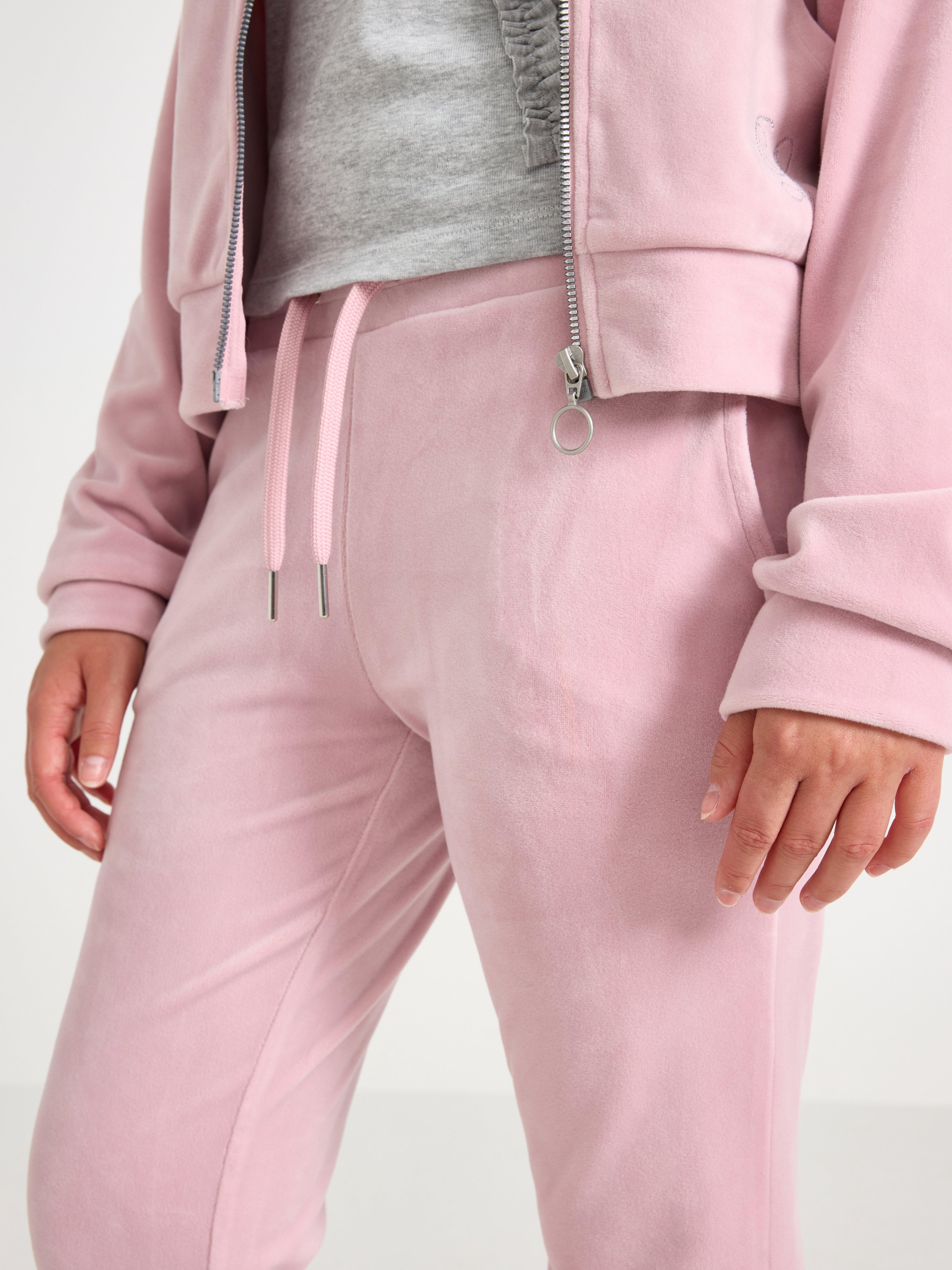 Pantaloni svasati in velluto color lilla chiaro polveroso