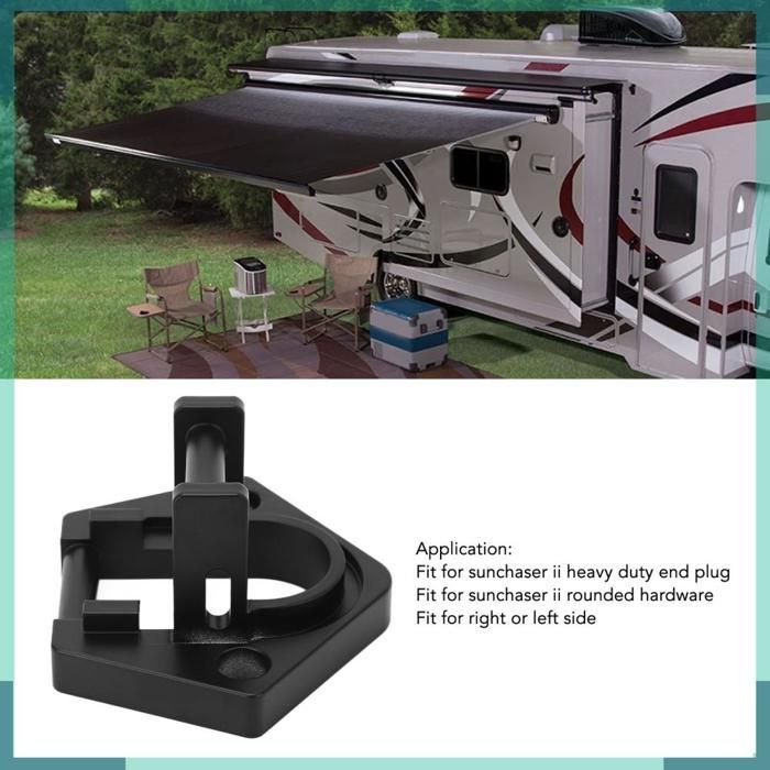 Motorhome awning base, solid black aluminum lower leg for Sunchaser II, heavy-duty end cap, hardware