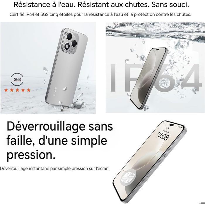 Smartphone 5G - HONOR 400 Lite - 8GB RAM - 256GB - Grigio - Pulsante fotocamera AI - Ritratto urbano da 108MP - 5230mAh - Versione UE