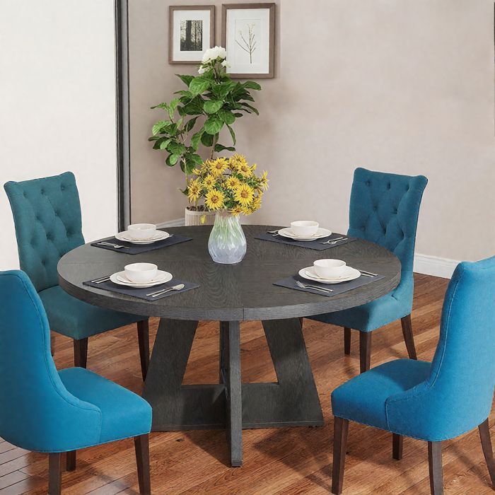 Table à manger ronde 120 x 120 x 75 cm - table en bois salle a manger 6 à 8 personnes - pour cuisine, salon, noir