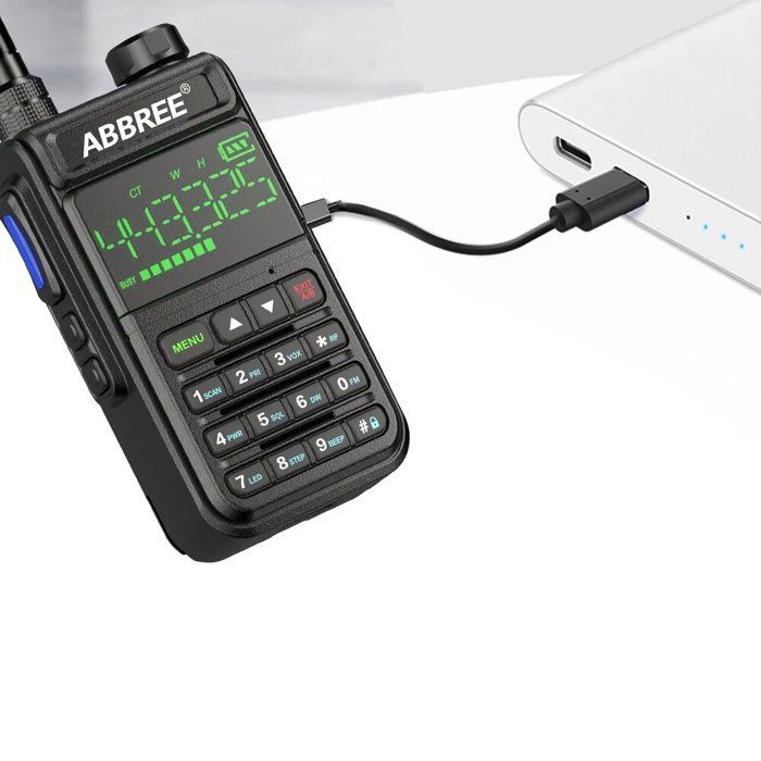 Walkie-talkie Abbree AR-518 - Radio de doble banda de 128 canales con pantalla LCD a color, función de emergencia DTMF SOS, color naranja.