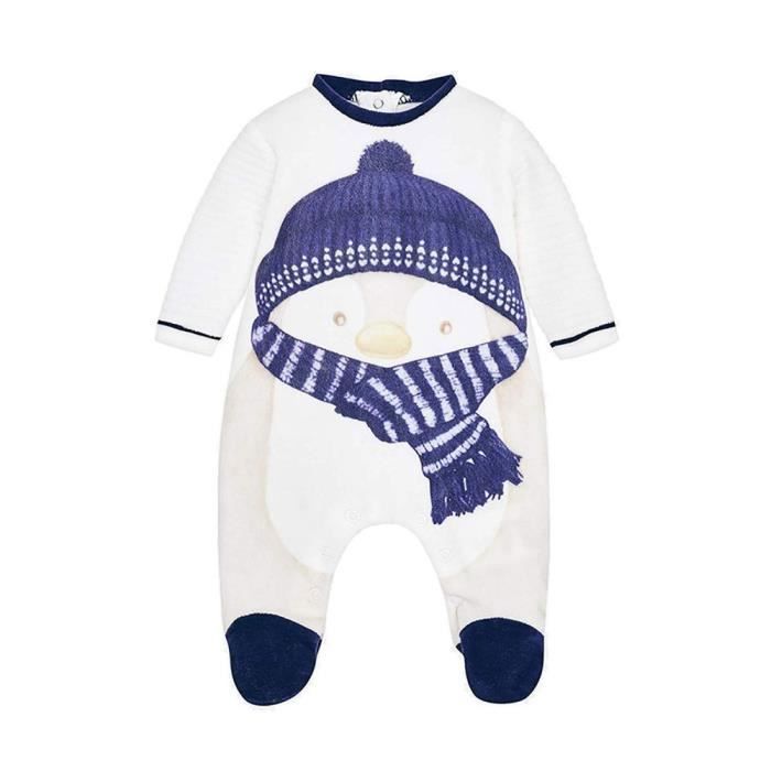 Pyjama - Mayoral - Pingouin - Velours bleu - Bébé garçon - Manches longues