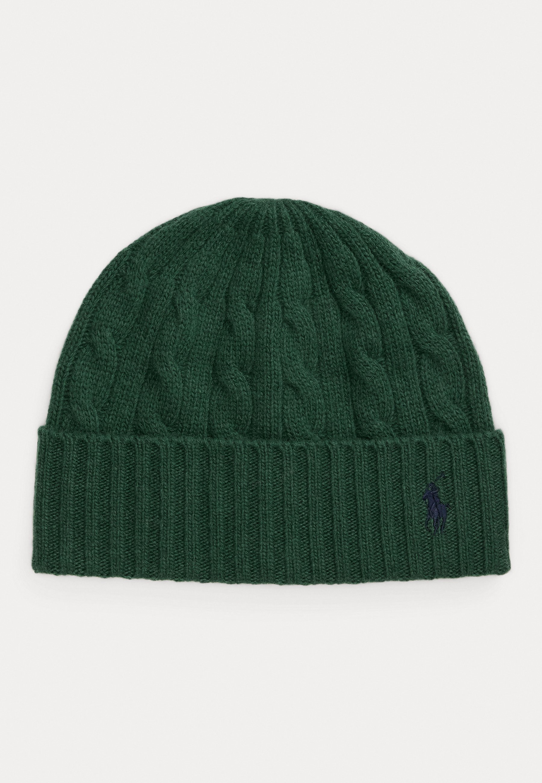 Czapka beanie Polo Ralph Lauren z dzianiny kablowej z domieszką wełny merynosa - Czapka beanie - vintage sosna