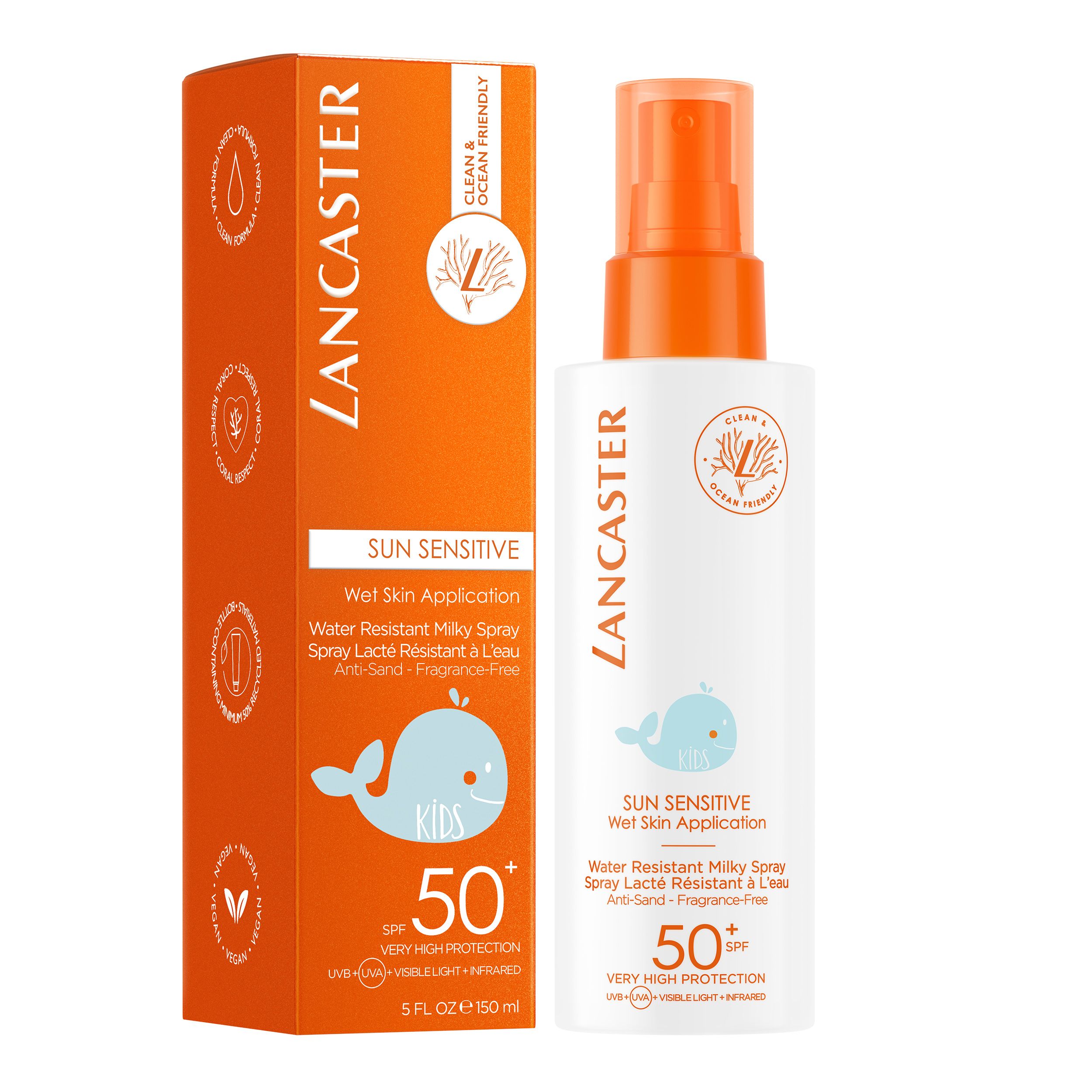 Vaikams skirtas purškiamas apsauginis kremas nuo saulės „Sun Sensitive“ SPF50 Kūdikių kremai