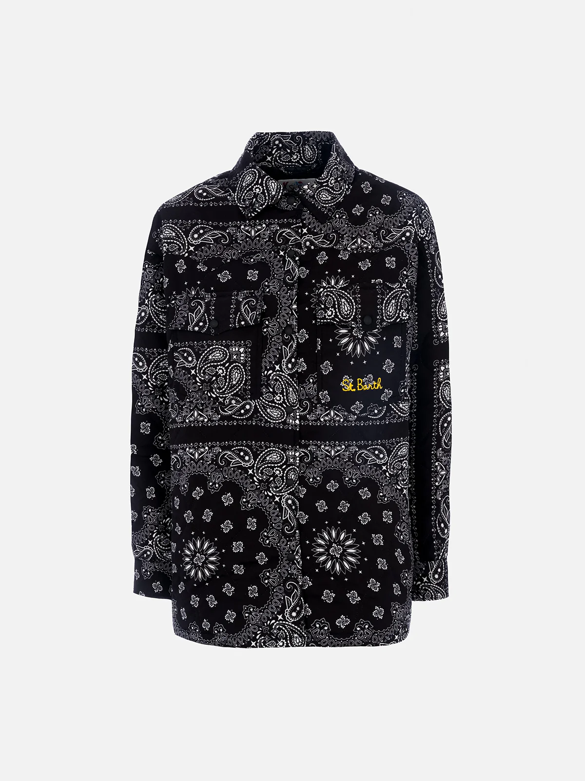Veste noire à imprimé bandana pour femme
