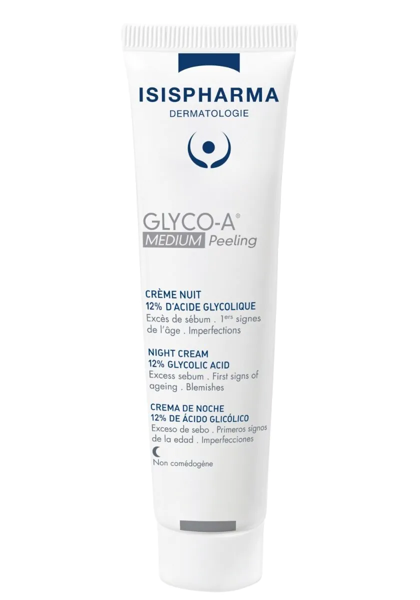 Isispharma Glyco A 12% - Średni peeling Krem na noc z 12% kwasem glikolowym 30ml
