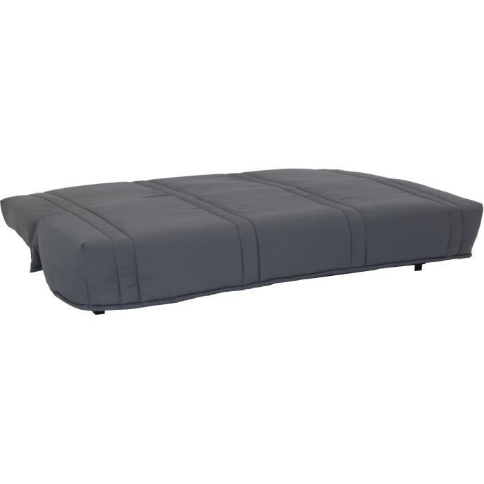 Sofá cama de 3 plazas con sistema clic-clac - color antracita - Estilo contemporáneo - Ancho 193 x Profundidad 92 cm - LENA