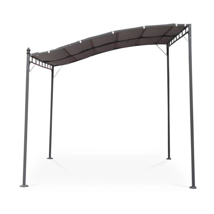 Pérgola adosada de 3x2,5 m - Brestum - Lona gris - Pérgola de pared