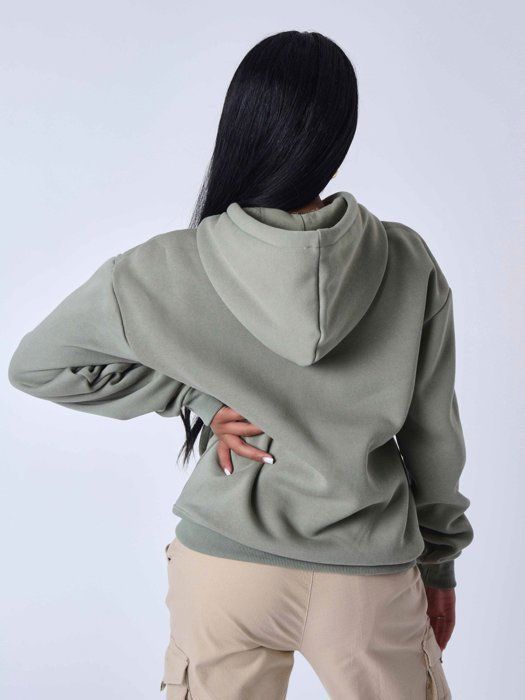 Sweatshirt à capuche zippé femme Project X Paris - kaki/vert - S