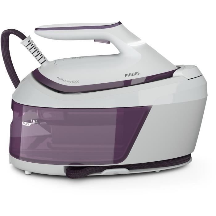 Plancha con generador de vapor - PHILIPS - PSG6020/30 - Serie PerfectCare 6000 - 6,5 bar - 1,8 L - Malva/Blanco