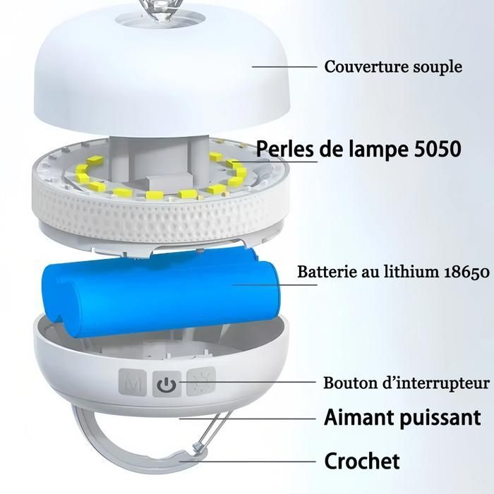 Lámpara de camping de 4000 mAh con control remoto, 5 colores de luz, lámpara de respiración