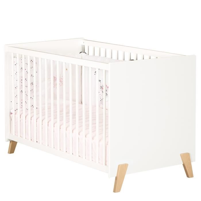 BABYPRICE JOY NATUREL Lit bébé 60*120cm + commode 2 portes et 1 niche