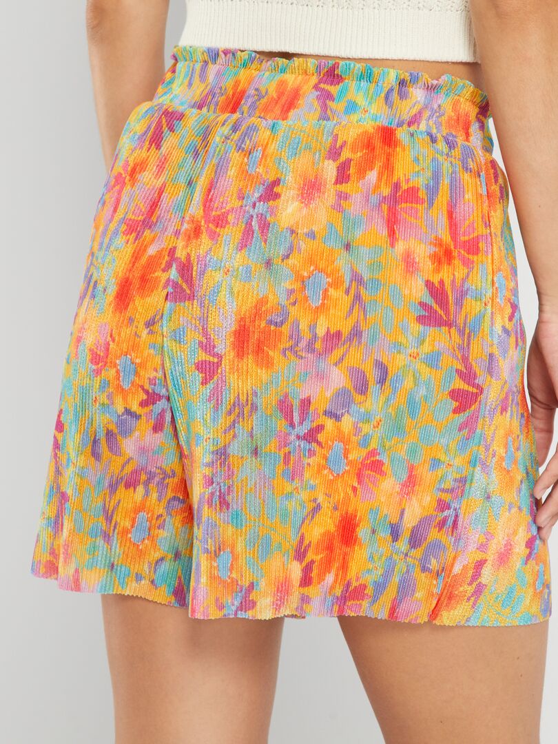 Shorts plissados macios e multicoloridos - LARANJA