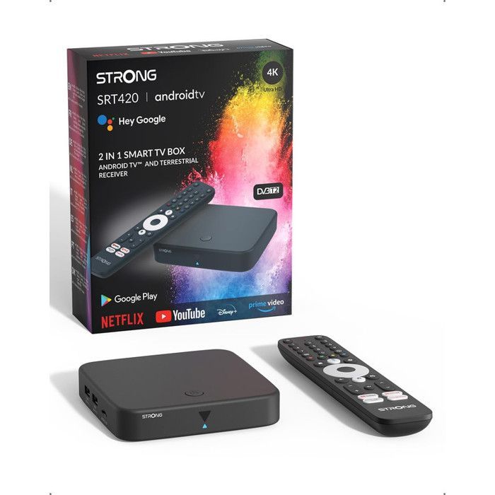 STRONG - SRT420 - Streaming Box Android TV + TNT 4K UHD - Wifi 5- Bluetooth - Chromecast - Assistant Google - Dolby Audio/Vision