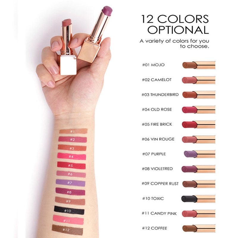 Rouge à lèvres liquide waterproof mat longue tenue, 11 couleurs, gloss ultra mat, noir et bleu, maquillage des lèvres TSLM1