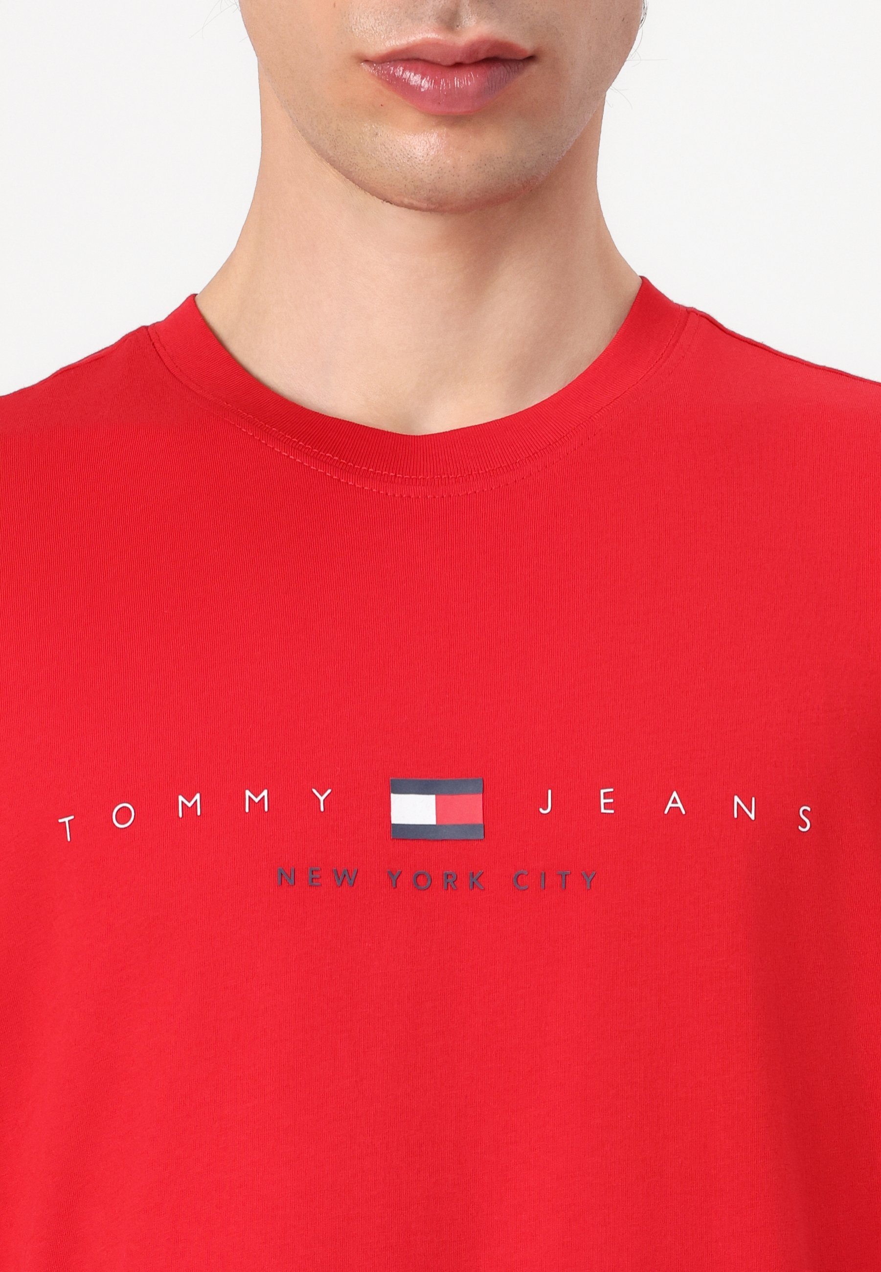 T-shirt Tommy Jeans FLAG LINEAR - Stampa rossa zaffiro