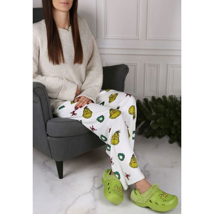 Grinch Tongs vertes ISOLÉES, sabots DE NOËL avec fourrure pour adultes, CHAUDES pour l'hiver 36 EU