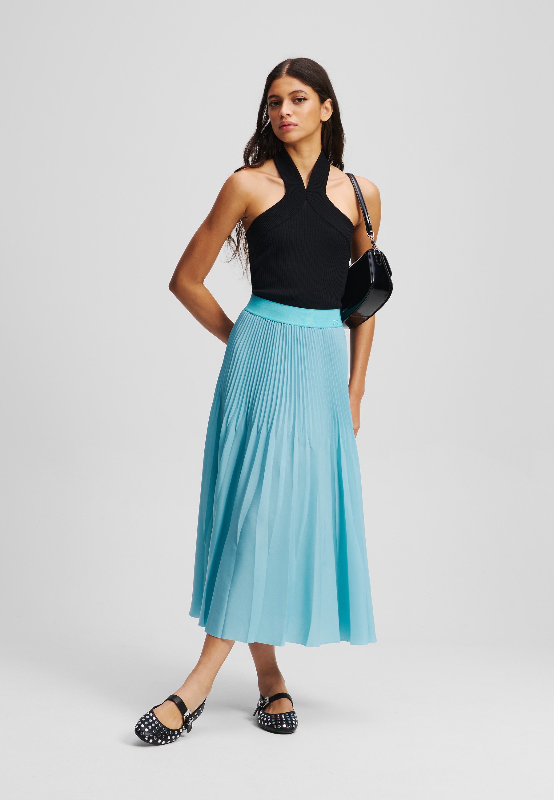 KARL LAGERFELD COMMERCIAL PLEATED SKIRT - Plisovaná sukně - black