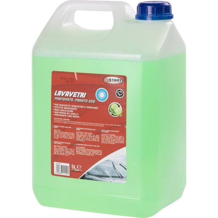 Limpiacristales START con aroma a lima y menta, 5 L, para depósitos de limpiaparabrisas y lavafaros, con efecto desengrasante.