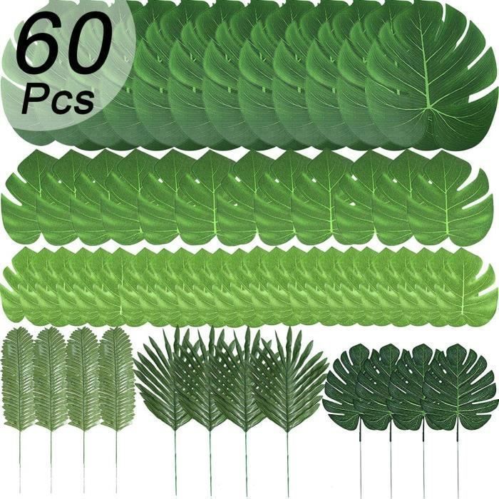 Hojas Tropicales Artificiales - BIGILANTUH - 48 piezas en 6 tipos diferentes - Tela suave y ligera