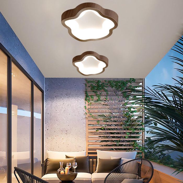 Plafoniera a LED moderna WOTTES in noce - Lampada da soffitto a forma di fiore, luce bianca fredda, 14W, per corridoio e bagno - 2 pezzi, diametro 23 cm