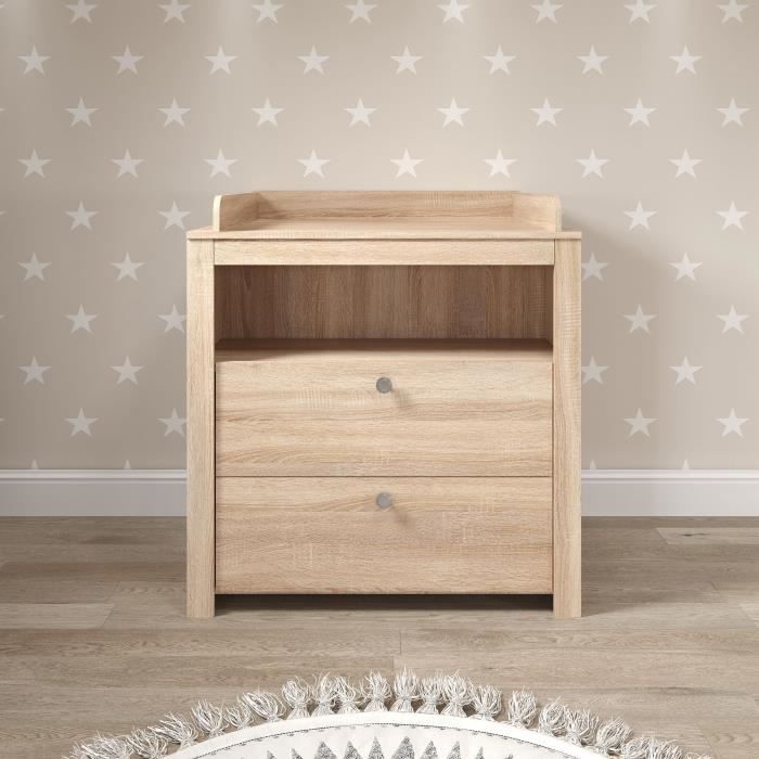 Chambre bébé Trio : Lit 70 x 140 cm + Commode à langer + Armoire OLIVIA - Chêne - TREND TEAM