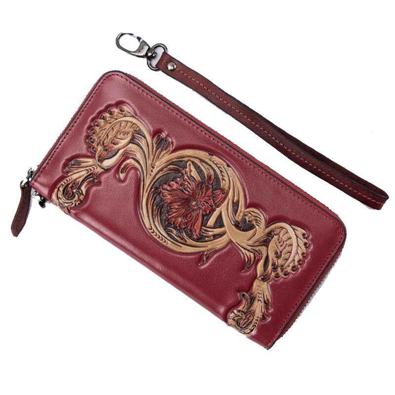 Porta carte da donna in vera pelle, pochette lunghe, portafogli da donna con custodia per telefono, portafoglio da donna con portamonete e cerniera