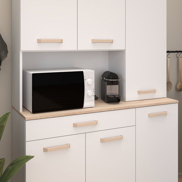 Buffet de cuisine - ESSENTIEL 2 - 120,1 x 40,3 x 182,6 cm - Blanc / Chêne - PARISOT