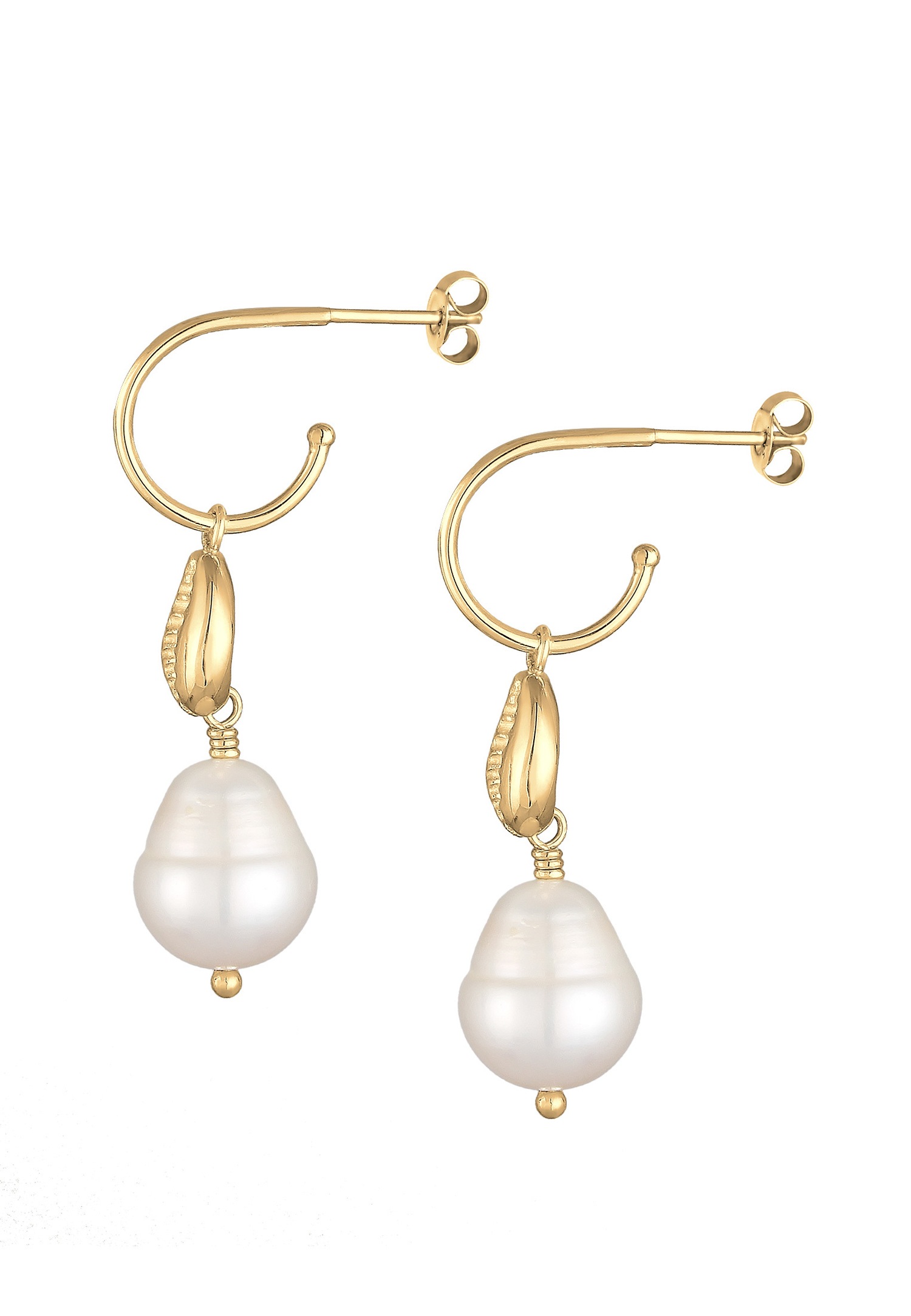 Elli Maritime Mer Coquillage Perles de Culture d'Eau Douce Femme Plaqué Or Argent (925/1000)
