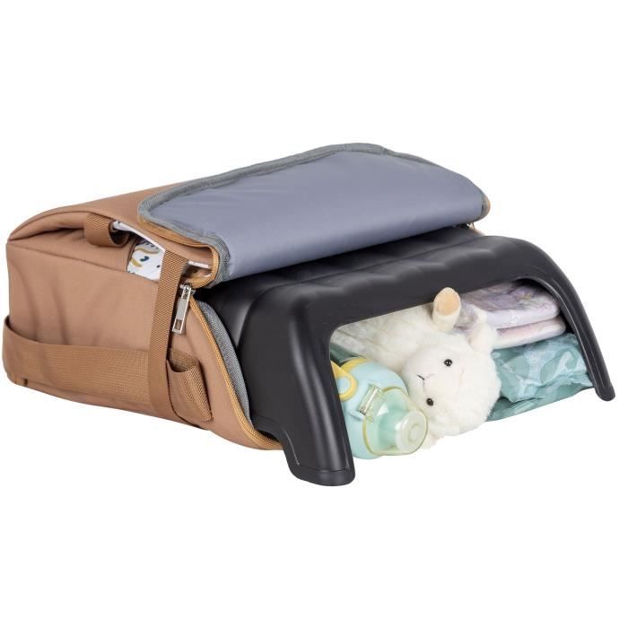 Portable booster seat - TINEO - 30 x 28 x 13 cm - Ultra Compact - Camel / Teddy Bears
