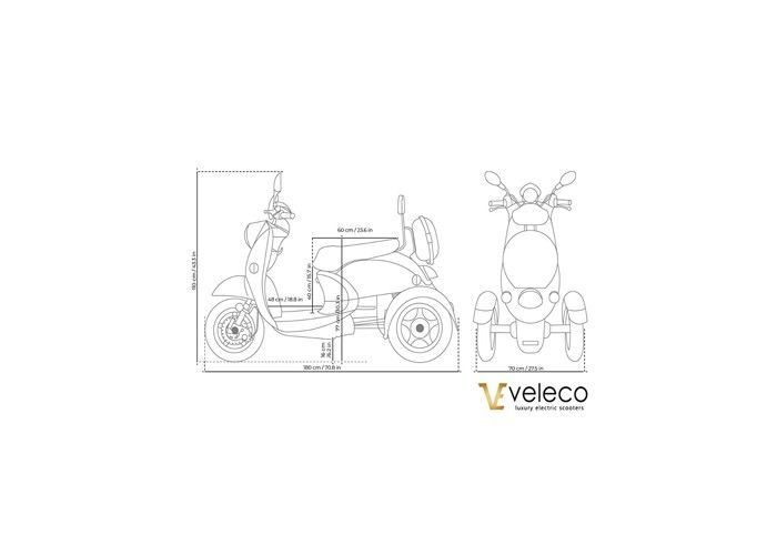 Veleco ZT63 3-wheel electric scooter for people with reduced mobility and seniors, road-legal, white, puncture-proof solid tires