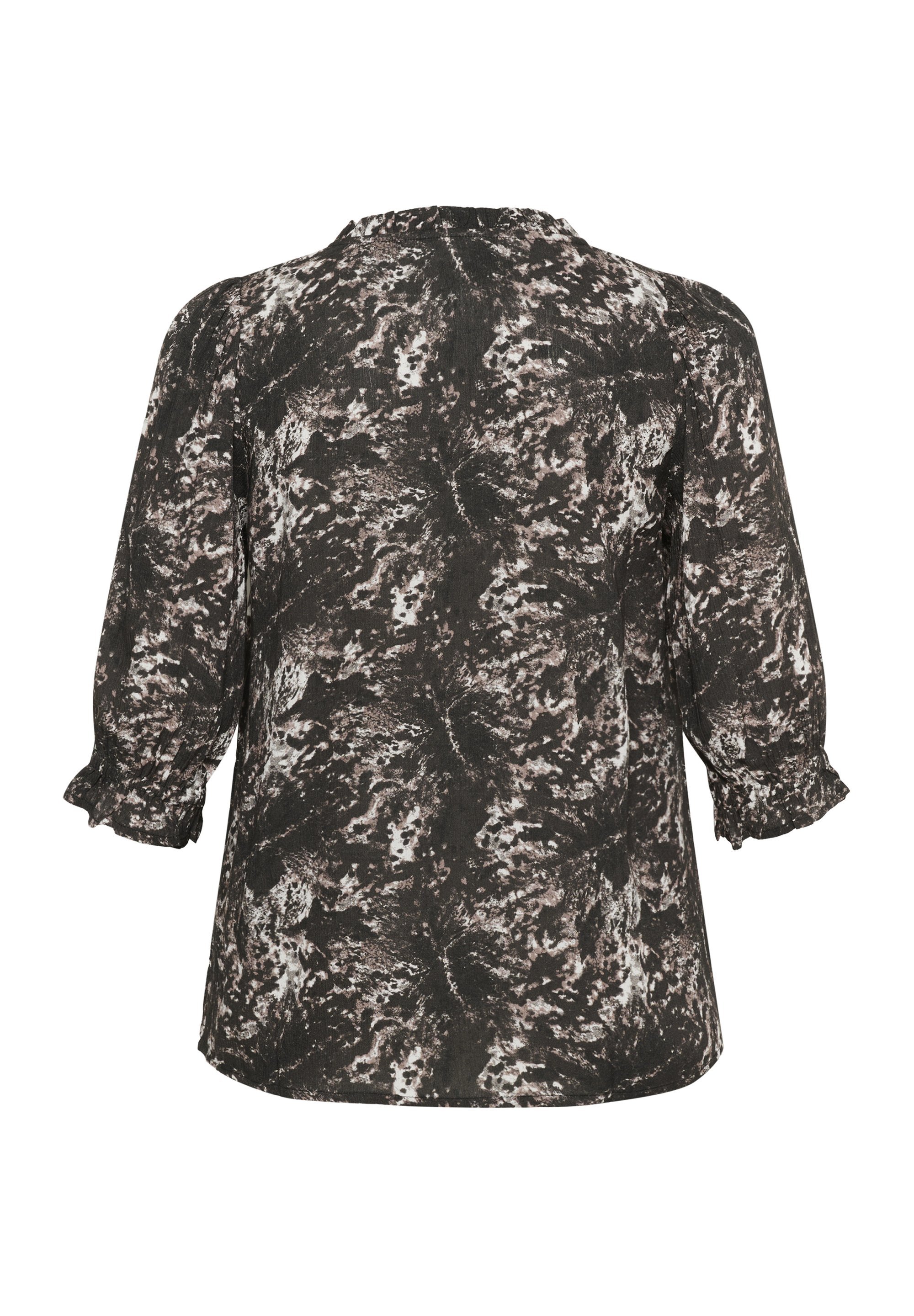 Kaffe Curve Bluse – abstraktes Schwarz-Grau-Muster