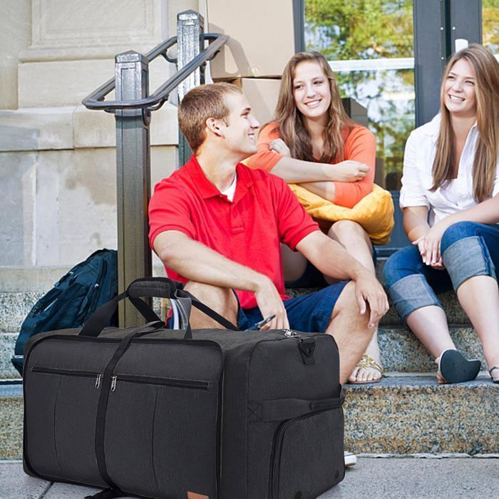 Bolsa de viaje plegable para hombre y mujer, bolsa de fin de semana grande de 120 L con compartimento para zapatos, bolso impermeable.