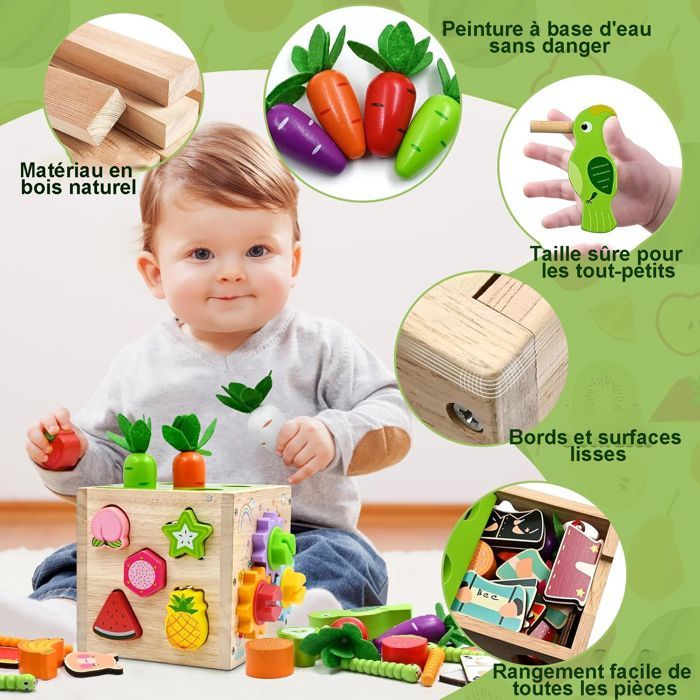 Cubo de actividades 5 en 1 para bebés: juguetes de actividad y desarrollo, 49 piezas. Juguete para niñas de 18 meses en adelante. Regalo Montessori para niñas y niños de 1 año.