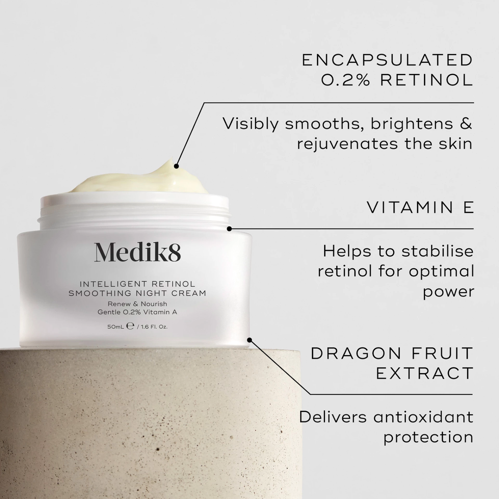 Cremă de noapte inteligentă pentru netezire cu retinol 50 ml - Medik8
