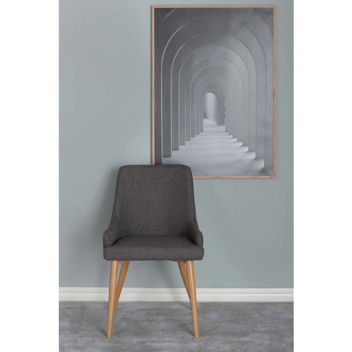 Plaza chaise de salle à manger avec accoudoirs gris foncé, chêne décor